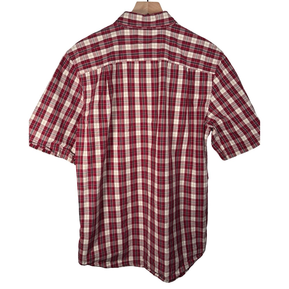 Carhartt Mens Relaxed Fit Plaid Short Sleeve Button Down Shirt Red White M - Picture 3 of 5